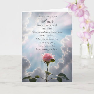 Carte Aunt Sympathy Memorial Loss of with Pink Rose