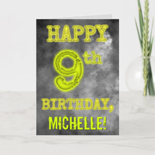 Carte Aura éffrayante brillante "HEUREUX 9ème anniversai