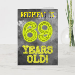 Carte Aura éffrayante Lumineuse Look "69 ANS !" + Nom