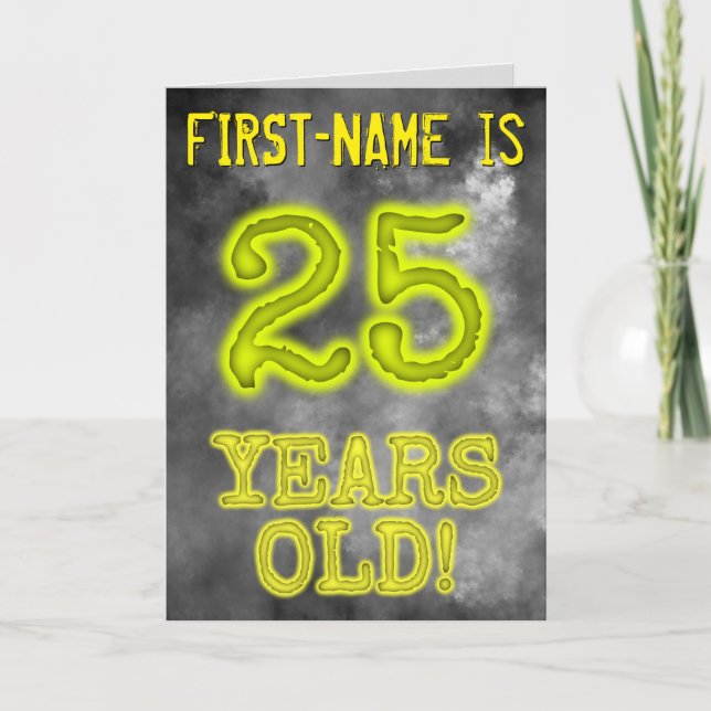 Carte Aura Lumineuse Effrayante "25 ANS!" + Nom (Devant)