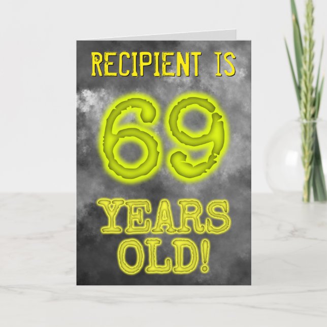 Carte Aura lumineuse effrayante "ÂGÉ DE 69 ANS !" + Nom (Devant)