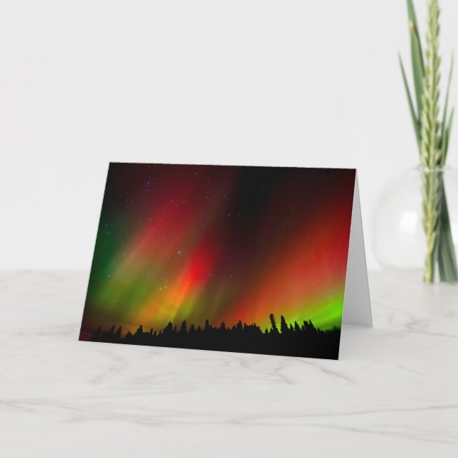 Carte Aurore boréale et arbres (Devant)