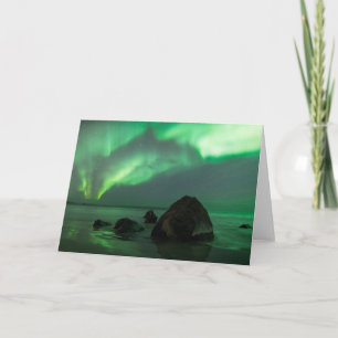 Carte Aurore Boréale Plage Lofoten Norvège