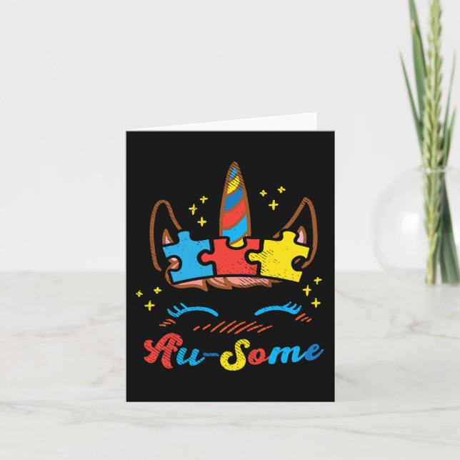 Carte Ausome Unicorn Face Puzzle Sensibilisation sur l'a (Devant)