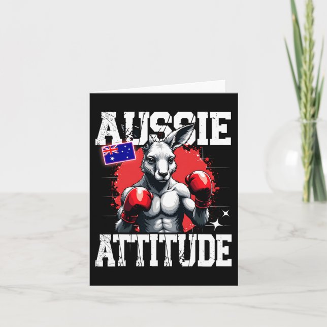 Carte Aussie Attitude drôle Kangaroo Boxe Australie Bo (Devant)