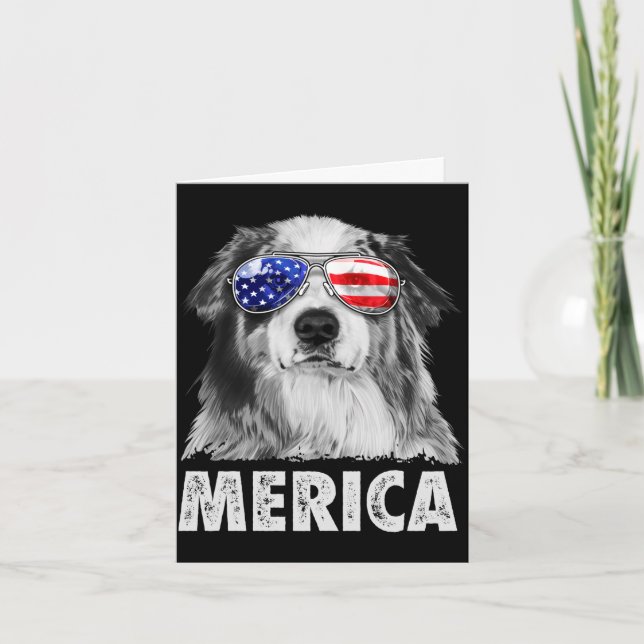 Carte Aussie australian shepherd 4 juillet merica (Devant)