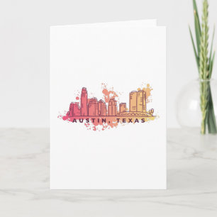Carte Austin Texas Watercolor Skyline