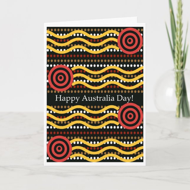 Carte Australia Day Greeting Card, Aboriginal Dot Design (Devant)