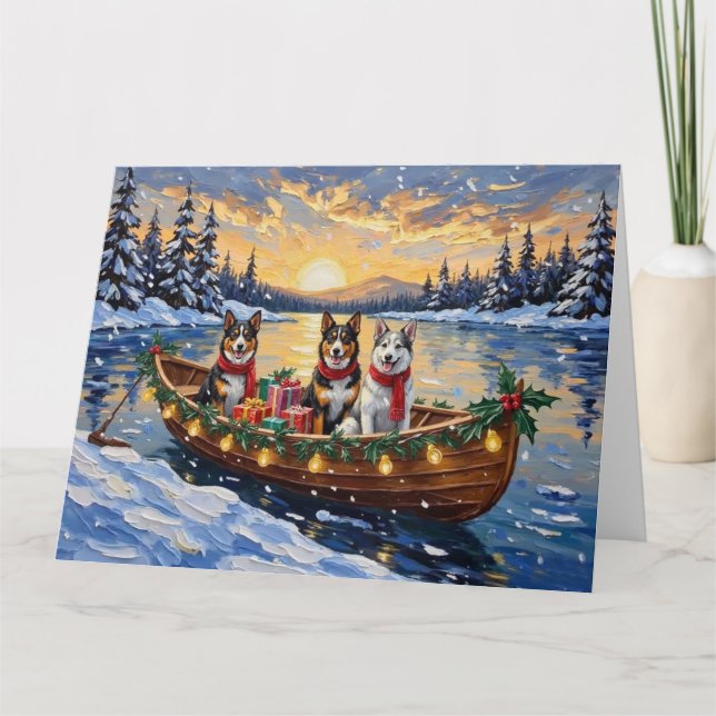Carte Australian Cattle Dog Christmas Boat Holiday (Devant)