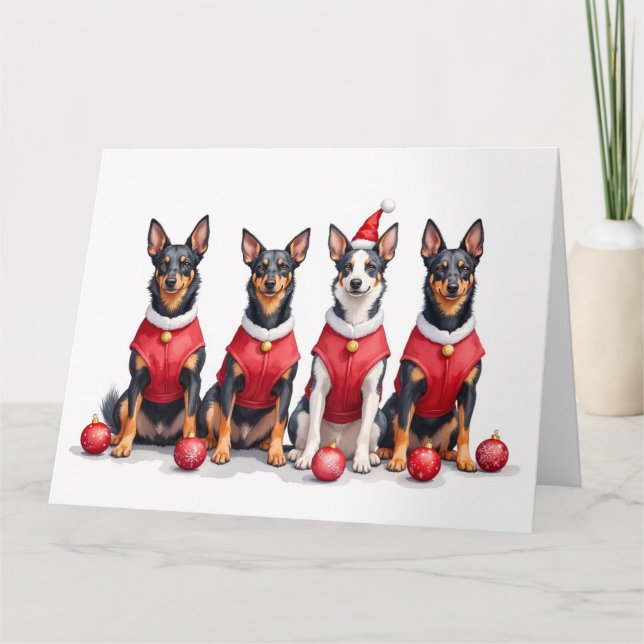 Carte Australian Kelpie Christmas Dress Santa Hat (Devant)