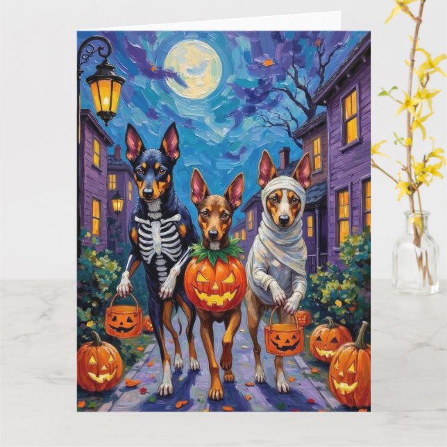 Carte Australian Kelpie Trick-or-Treating Halloween  (Fleur jaune)