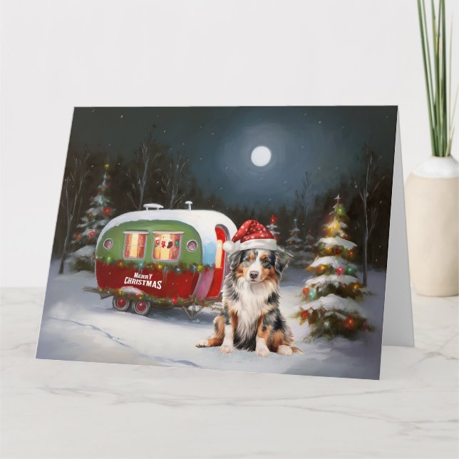 Carte Australian Shepherd Caravan Christmas Adventure (Devant)