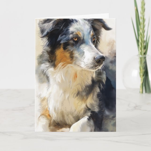 Carte Australian shepherd dog portrait (Devant)