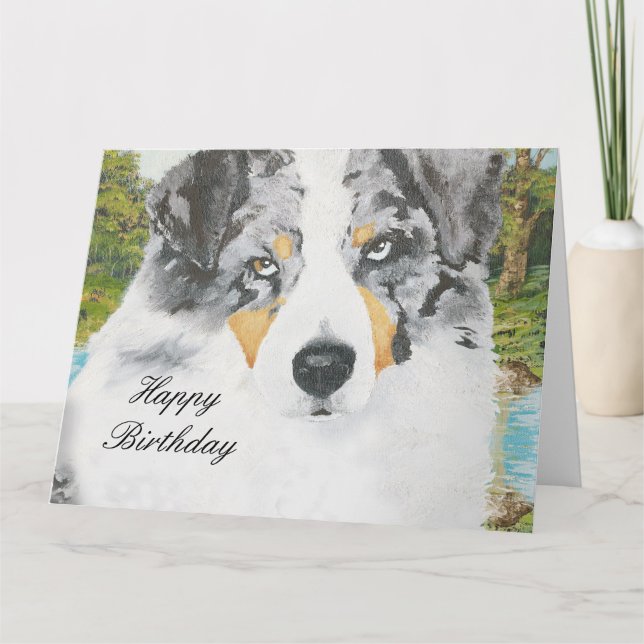 Carte Australian Shepherd Happy Birthday Big Card (Devant)