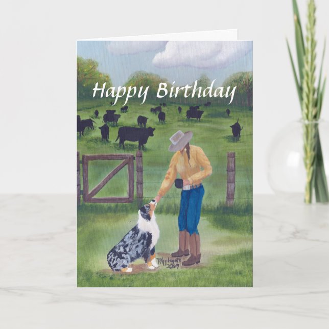 Carte Australian Shepherd - Joyeux anniversaire (Devant)