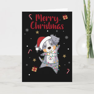 Carte Australian Shepherd Merry Christmas Winter Card