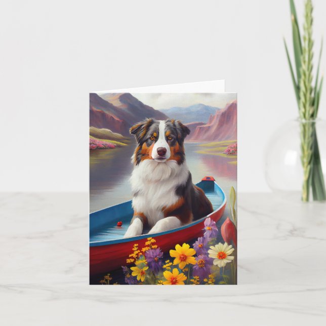 Carte Australian Shepherd sur une pagaie : Une aventure  (Devant)