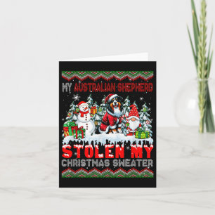 Carte Australian Shepherd volé Sweat de Noël Père Noël