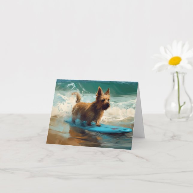 Carte Australian Terrier Beach Surfing Paining (Petite plante)