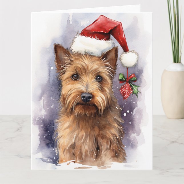Carte Australian Terrier Chien Christmas Père Noël Paws (Devant)