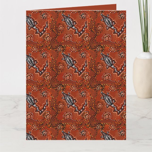 CARTE AUSTRALIE ART CROCODILE  (Devant)