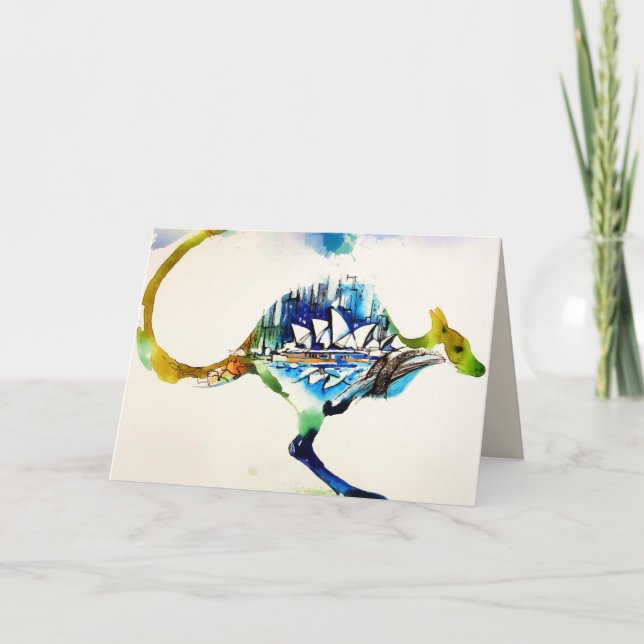 Carte Australie City Skyline Travel Love Watercolor (Devant)