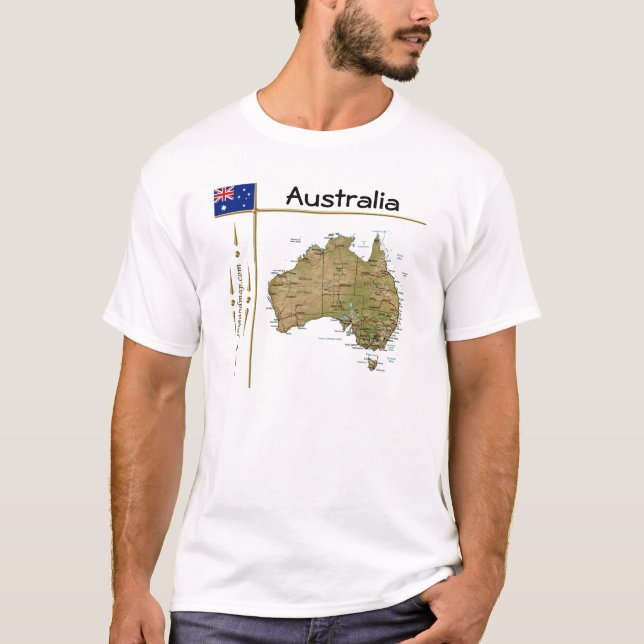 Carte Australie + Drapeau + Titre T-shirt (Devant)