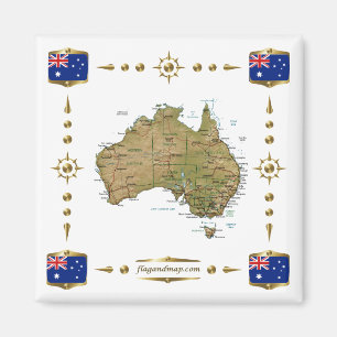Carte Australie + Magnet des drapeaux