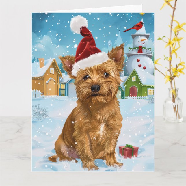 Carte Australie Terrier Winter Wonderland Noël (Fleur jaune)