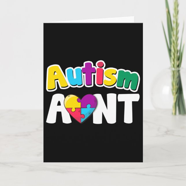 Carte Autism Aunt Awareness Puzzle Pieces Colors Gift  (Devant)