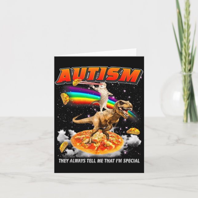 Carte Autism Awareness T-rex Cat Meme Neurodiversity Pri (Devant)