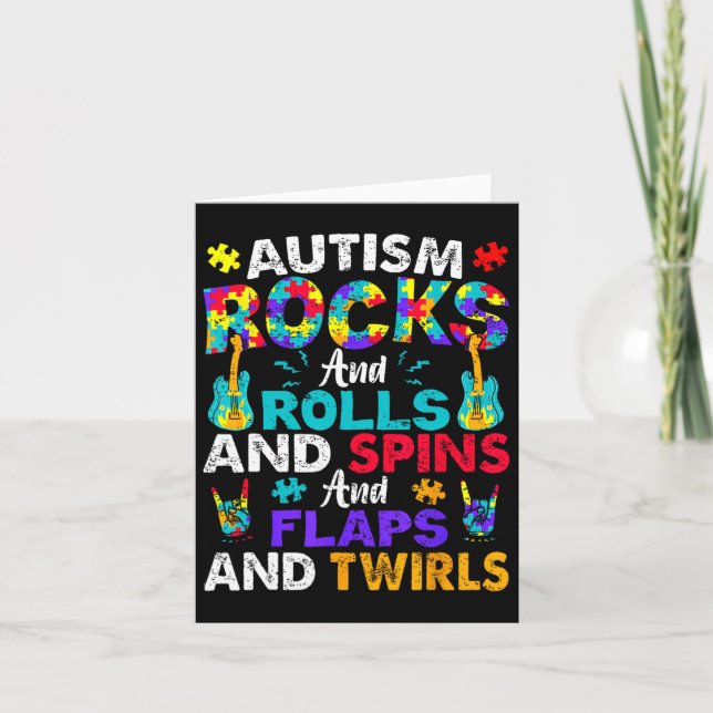 Carte Autism Rocks Et Rolls Drôle Sensibilisation sur l' (Devant)
