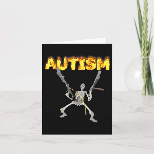 Carte Autism Skeleton drôle Bizarrement Spécifique Mème  (Devant)