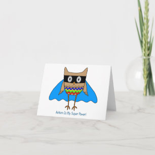 Carte Autism Super Hero Owl, Couleurs de Sensibilisation