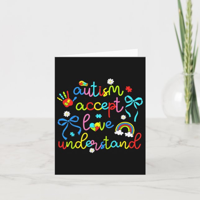 Carte Autisme Accepter l'amour Comprendre Coquette Bow R (Devant)