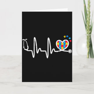 Carte Autisme Battement de coeur Stethoscope Infirmière 