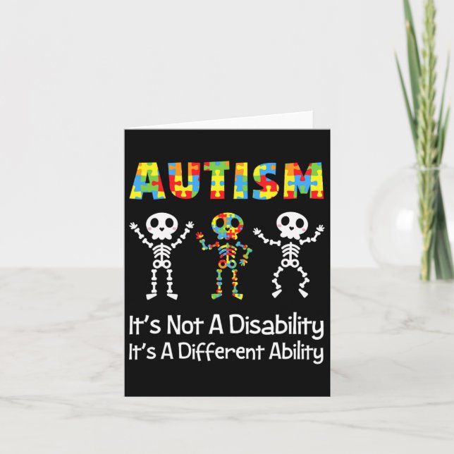 Carte Autisme Capacité différente Skull Skeleton Neurodi (Devant)