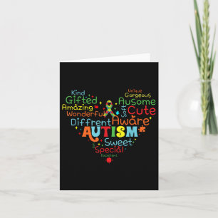 Carte Autisme cardiaque Ribbon Support Santé mentale Awa