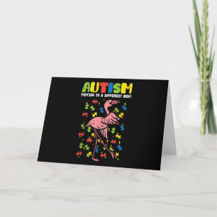 Carte Autisme Danse sur un Rythme Différent Flamant Rose