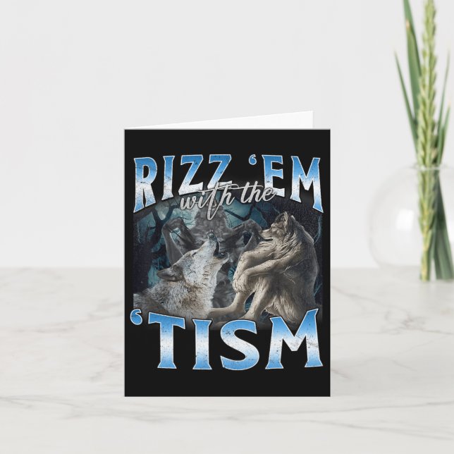 Carte Autisme Drôle Rizz Em Avec Le Mème Tism Wolf (Devant)