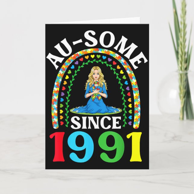 Carte Autisme Incroyable Ausome Depuis 1991 Joyeux 35e A (Devant)