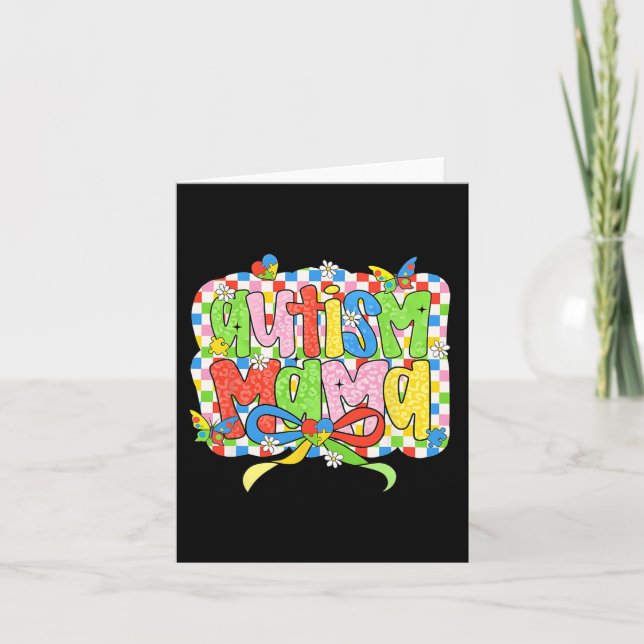 Carte Autisme Mama Maman Coquette Bow Sensibilisation su (Devant)