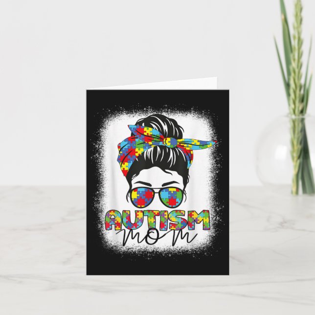 Carte Autisme Maman Vie Messeuse Bun Bleached Mothers Da (Devant)