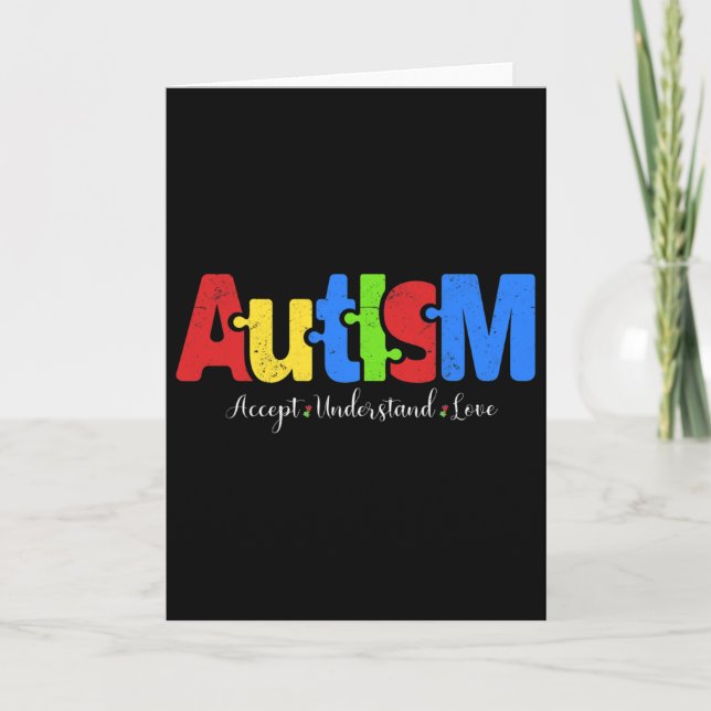 Carte Autisme Puzzle Accepter Comprendre Amour Sensibili (Devant)