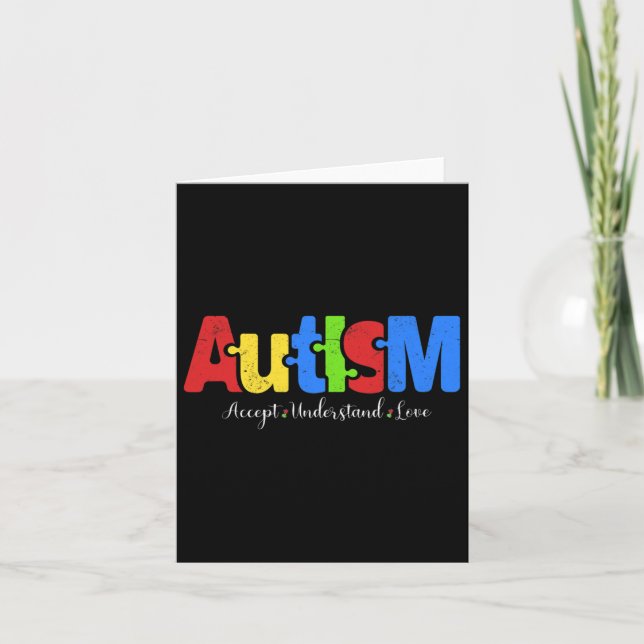 Carte Autisme Puzzle Accepter Comprendre l'amour Autisme (Devant)