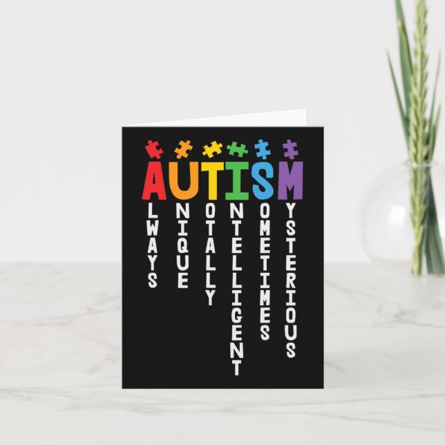 Carte Autisme Toujours Unique Totalement Intelligent Aut (Devant)