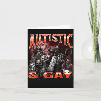 Carte Autiste et gai drôle dur squelette mème Bootleg 