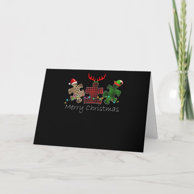 Carte Autiste | Joyeux Noël Autisme Pièce de Puzzle (Devant)