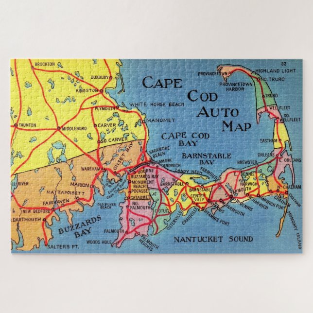 Carte Auto Cape Cod 20x30 Puzzle (Horizontal)