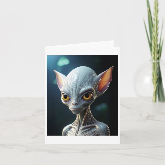 Carte Autocollant Alien Blanc  (Devant)